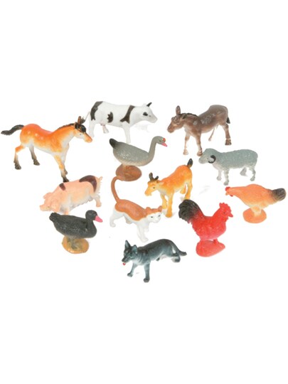 Rhode Island Novelty; Lot 12 Assorted 3" Farm Domestic Animal PVC Figurines Decorations; Category:Halloween Decorations; Image:1